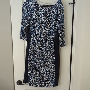 Lauren Ralph Lauren Navy and White Long Sleeve Dress